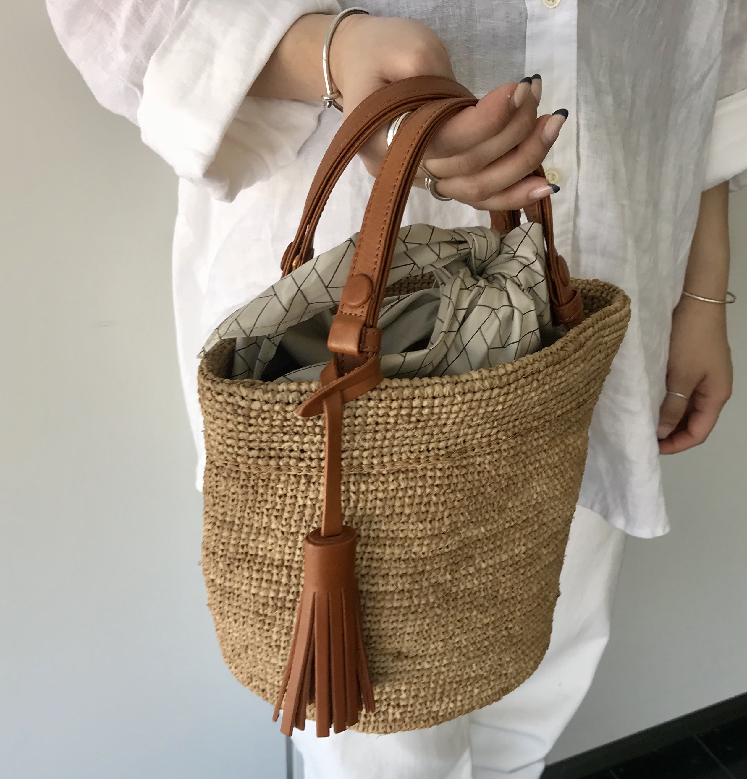 有楽町マルイ】mononogu leather handle basket bag | Scrap Book 